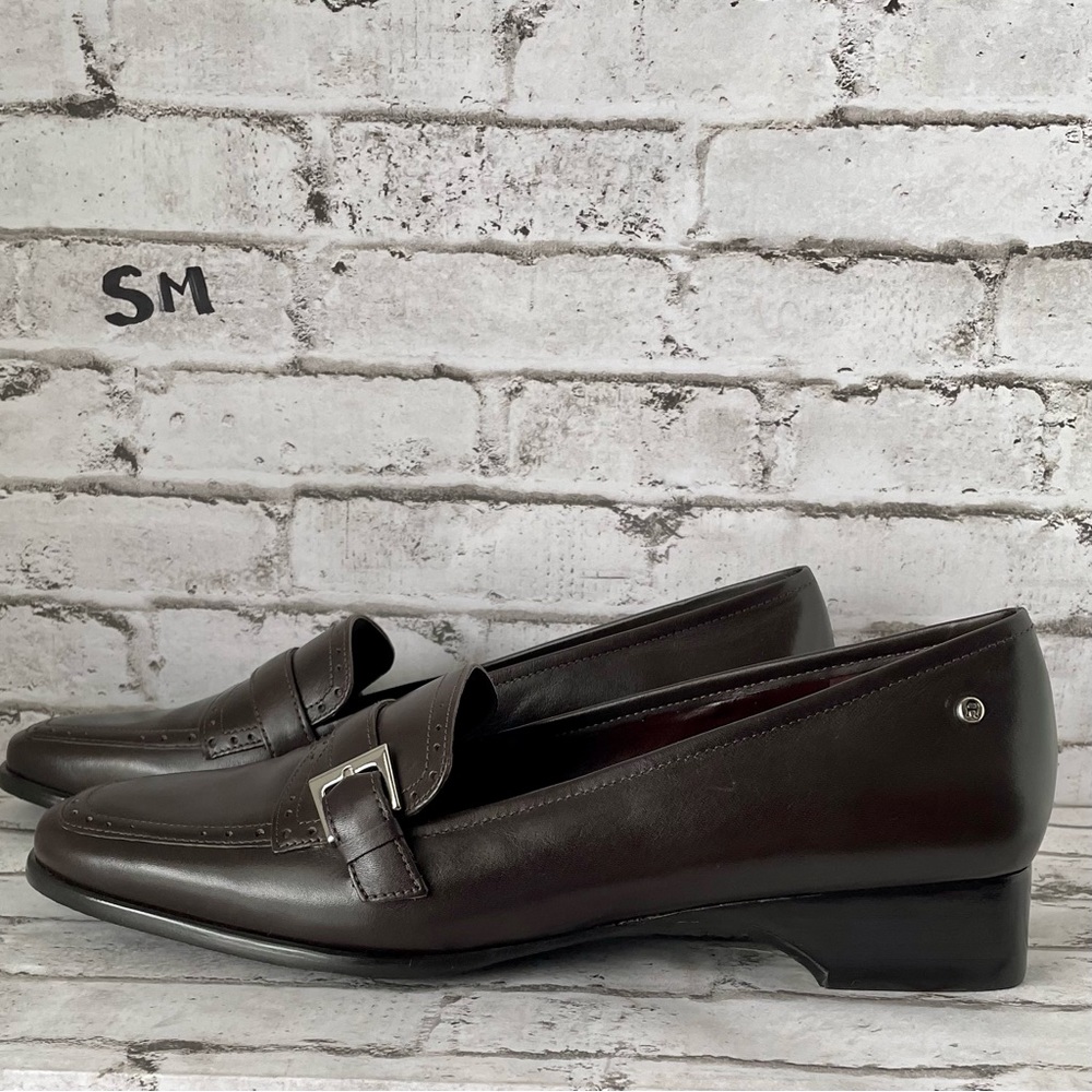 Etienne Aigner Women’s Leather Slip On Brown Loafers Old Money Preppy Size 9M - Picture 8 of 16